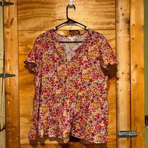 Time and Tru Multicolor Floral Blouse